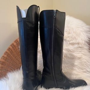 Frye Melissa Tab Tall Black Leather Boots